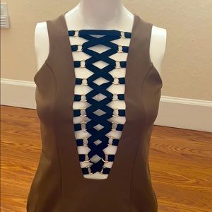 BNWT Lace Up Brown Bodysuit by Nude. Sz. M.